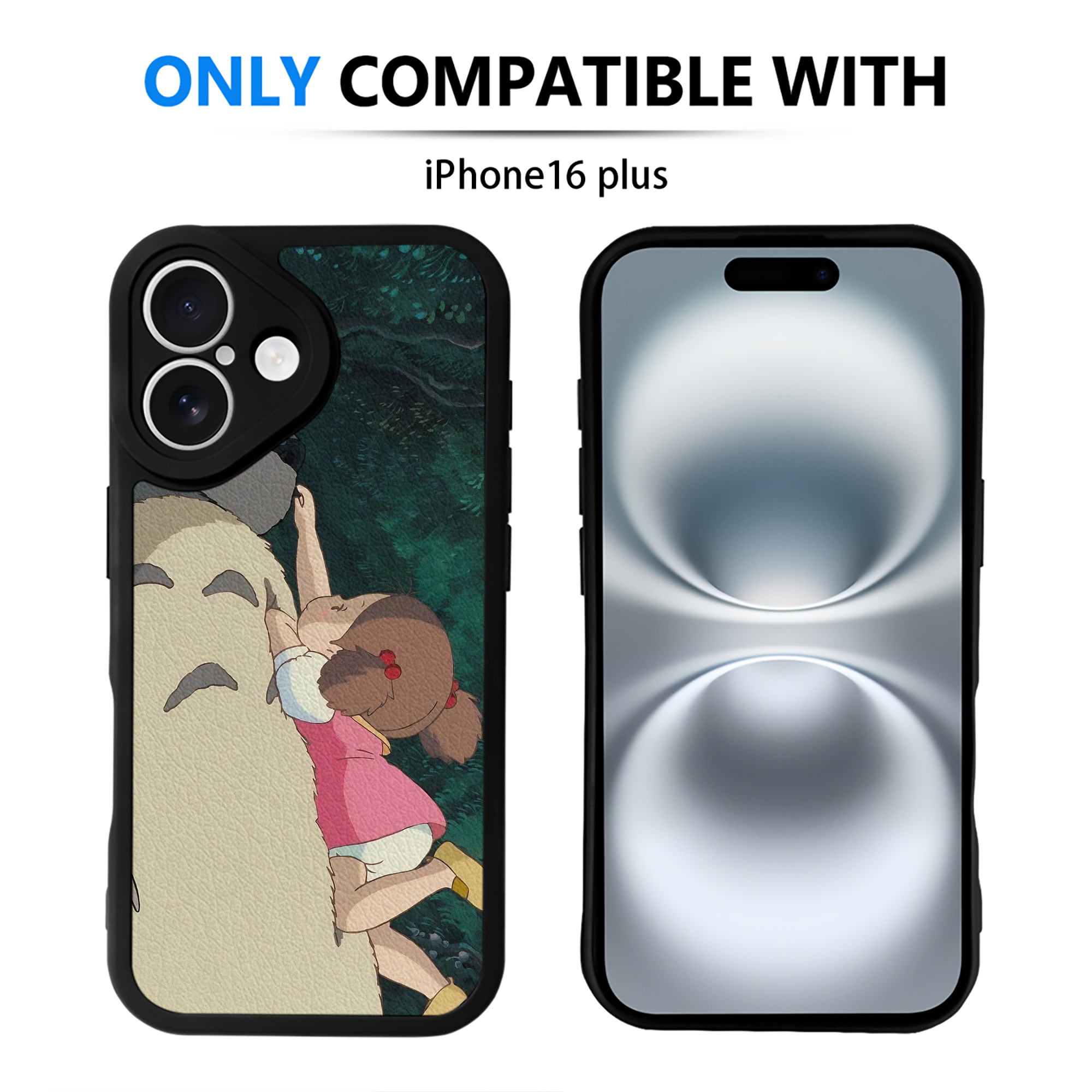 （画像用） となりのトトロ 草壁メイ 草壁サツキ My Neighbor Totoro Satsuki Kusakabe Mei Kusakabe 【iPhone 16シリーズ対応】シリコンスマホケース（レザー調） 材質：シリコン